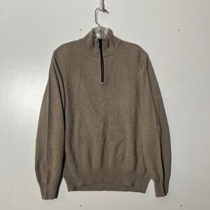 Filippo Riberti Quarter Zip Brown Wool Cashmere Pullover Sweater Men’s Size XL